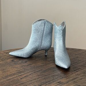 Shimmering Silver Ankle Booties